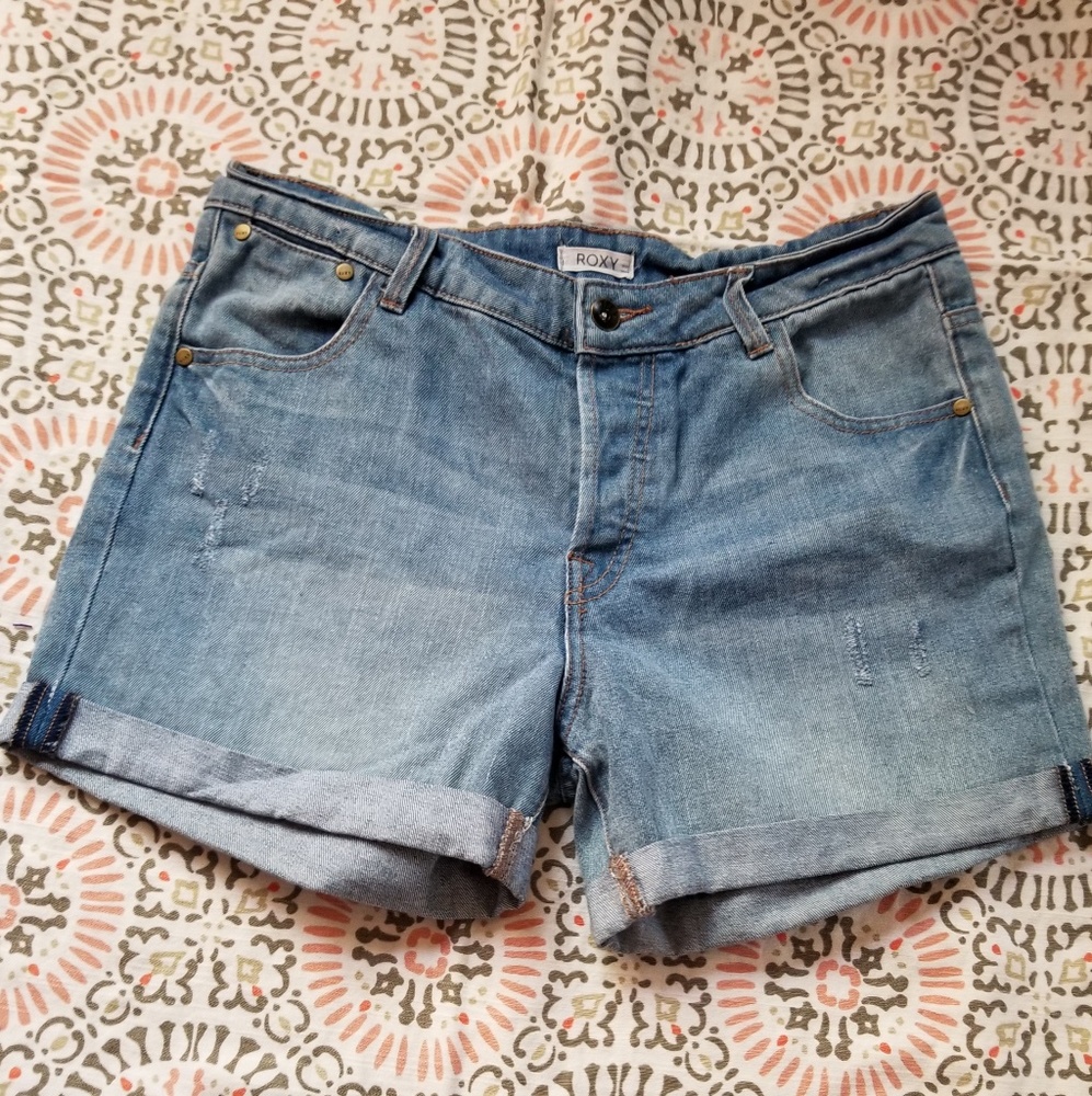 Roxy mid high jean shorts